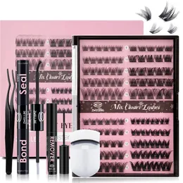 DIY Lash Extensions Kit Cluster 4 Styles Cluster Wimpern Pinzetten Bindung und Versiegelung wasserdichte Kleberentferner für zu Hause 240318