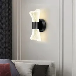 벽 램프 현대 고급 럭셔리 창조적 인 아크릴 LED 가벼운 골드 블랙 복도 스콘 침실 침대 옆 복도 장식