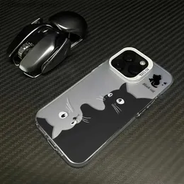 Cell Phone Cases case for IPHONE 15 14 13 12 11 PRO MAX 7 8 PLUS X XR XSMAX Black and white cat back cover hard anti-drop phone caseY240325