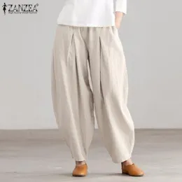 Capris moda Lady szerokie nogi 2023 Letnie solidne luźne spodnie Zanzea High Elastyczne Pantalony Kobiety codzienne codzienne dna