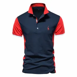 2021 NOWOŚĆ Summer Cott Polo Shirt Men Garaffe Brand Hafdery Polo Shirt Men Wysokiej jakości krótkie rękawie w stylu Anglii Mens Polos F4NY#