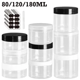 Jars 36pcs 80/120/180ml Clear Plastic Jar With Lid Empty Cosmetic Container For Liquid Cream Sample Travel Bottle Kitchen Storage Jar