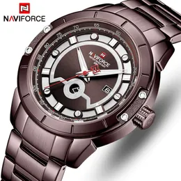 Naviforce Mens Watches Top Fashion Sport Watch Men Full Steel Steel Contproof Quartz Wristwatch for Men Clock Relogio Maschulino230p