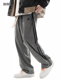 Japon Sokak Giyim Kurtarıcı Çizgili Sweatpants Erkek Giyim Koreli Çift Spor Jogging Pants Harajuku Günlük Düz Pantolon K0DC#