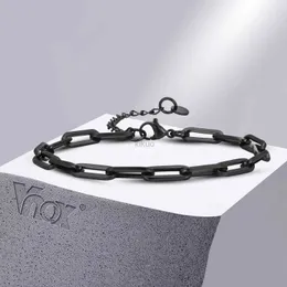 السلسلة VNOX MANS Simple Paper Clip Bracelet 5mm Stainless Steel Stail Bracelet Jewelry 24325