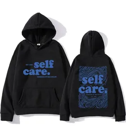 Self Care Vintage Prevalent Hooded Men Women Casual Loose Hoodies Kpop Street Korean Style Clothing Unisex Aesthetic Sweatshirt 240322