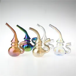 3.5 Inch Glass Cigarette Paper Water Bong with Heady Pyrex Golden Sliver Colorful Pretty Glass Gourd Oil Rigs Water Smoking Pipes