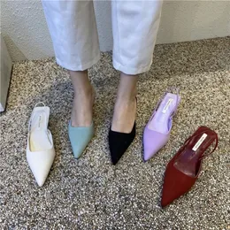 2023 Summer Brand Women Slingback Sandals Shoes Fashion Bowknot Pointed Toe Slip on Ladies Elegant Dress Pumps 240322