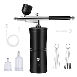 0m Mini Air Compressor Kit Brush Paint Spray Gun Airbrush For Nail Art Tattoo Craft Cake Nano Fog Mist Sprayer 240318