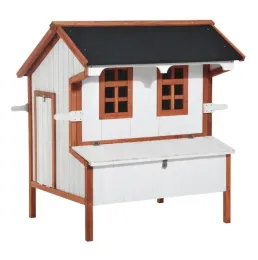 Tillbehör 47 "Chicken Coop Wood Chicken House Rabbit Hutch höjt fjäderfäbur Portable Hen Pen Backyard med häcklåda och handtag