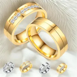 Bröllopsringar 09 Classic Titanium rostfritt stål ring smyckengagemang för kvinnors alla hjärtans gåva