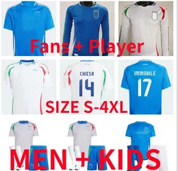 2024 2025 Italien Soccer Jerseys Italia 24 25 Maglie Da Calcio Verratti Chiesa Gnonto Football Shirt Lorenzo Pinamonti Grifo Men Kids Kit Långärmare Version