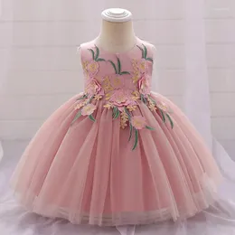 Sukienki dla dziewczynek haft maluchów 1. sukienka urodzinowa na ubrania dziecięce koronki księżniczki impreza ślubna suknia ślubna 0-2y