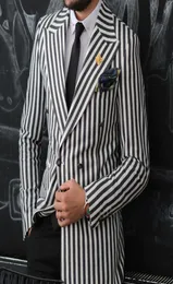 Jesień Wysokiej jakości czarno -biała lina Men039s Kuitowa płaszcz Blazer Wedding Prom Party Slim Fit Kurtka tylko jeden kawałek1122783