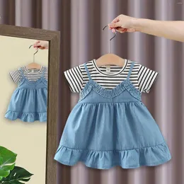 Abiti da ragazza vestiti per bambini estate abito a strisce casual per abiti da bambino per bambini di 1 anno di compleanno per bambini 0-2 y Vietidos