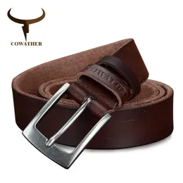 Cowather Top Cow Genuine Leather Men Belts Est 도착 남성 원본 브랜드 용 3 색 디자인 청바지 벨트 240320