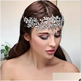 Saç klipsleri barrettes lüks kristal kafa bandı taç tiara kadınlar için gelin diadem rhinestone prom gelin aksesuarları mücevher damlası