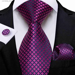 Neck Ties Neck Ties New Purple Solid Color Mens 8cm Silk Tie Pocket Square Cufflinks Wedding Party Business Set Accessories Gift Corbata Y240325