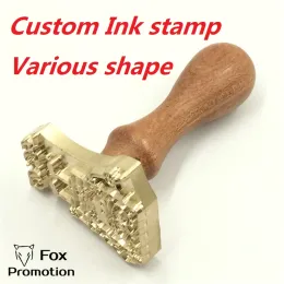 Basteln Custom Messing Ink Stempel Holzhandwerk, personalisiertes Logo Custom Design, Liga -DIY -Geschenk, verschiedene Form und hohe Qualität