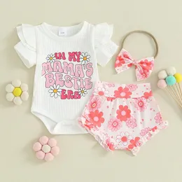 مجموعات الملابس FocusNorm 3pcs Summer Baby Girls Clothes Set 0-18m أحرف قصيرة الأكمام