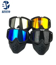 Máscara de capacete de motocicleta, óculos destacáveis e filtro de boca para rosto aberto modular, máscara de capacete vintage mz0031993796