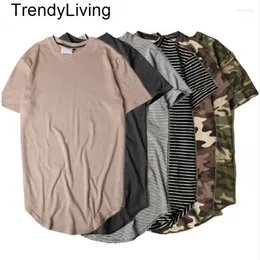 New 24ss Solid Curved Hem T-shirt Men Longline Extended Camouflage Tshirts Urban Kpop Tee Shirts Male Clothing 6 Colors11 mens womens T-shirt