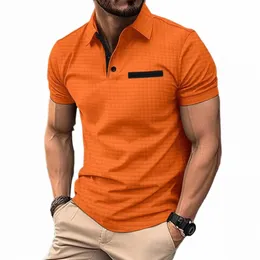 2024 verão amaz polo camisa lapela butt-up jacquard xadrez masculino sportcasual respirável camisa polo d4w4 #