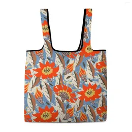 Einkaufstaschen, bunte Blumen, leichte Tasche, Reisen, Einkaufen, Supermarkt, Doppelriemen-Handtaschen für Produkte, klappbar