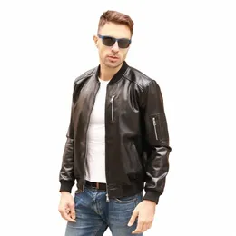 Aviati Herbst Echte Schwarze Leder Bomberjacke Männer Schaffell Echtes Leder Fliegerjacke Slim Pilot Mäntel Veste Cuir Homme q0RH #