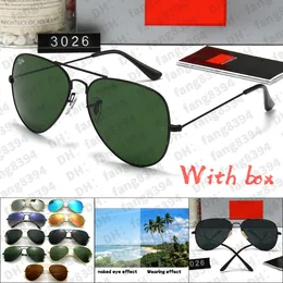 럭셔리 디자이너 Ray Sunglasses Toprb 3026 남성 여성 패션 선글라스 클래식 브랜드 선글라스 여행 해변 드라이빙 두꺼비 안경 금속 프레임 UV380