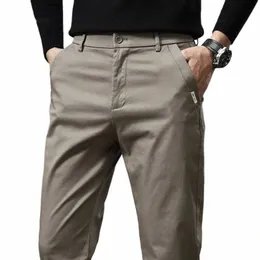 Nowe wysokiej jakości przeczesywane spodni Capalus Men Men Grube Kolor Busin Fi proste dopasowanie Chinos Szara marka Spodnie Mężczyzna C6TB#
