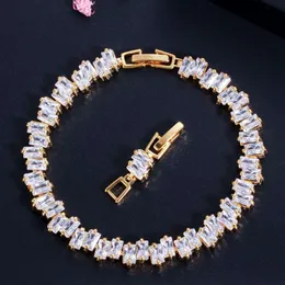 Wholesale Brass Gold Plated Cubic Zirconia 7, 8inch Wedding Bridal Diamond Bracelets Women