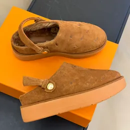 Projektantka pantofla dla kobiet dziewczęta muły slajdy klasyczne wydrukowane zamszowe kapcie platforma damska krzyżowa szum vintage swobodny buty