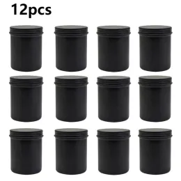 Jars 12pcs 200ml Black Metal Candle Tins Portable Tea Cans DIY Handmade Aromatherapy Candle Jars Cosmetic Cream Storage Containers