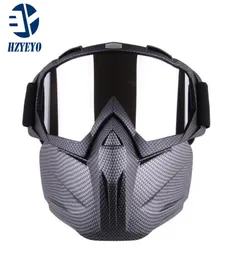 HZYEYO мотоциклетные солнцезащитные очки для мотокросса, съемная модульная маска, очки и фильтр для рта для мотоцикла, винтажный шлем с открытым лицом M0055252797