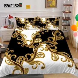 Conjuntos de cama Golden Luxury Duvet Cover Padrões Exóticos Design Europeu Retro para Quarto Mulheres