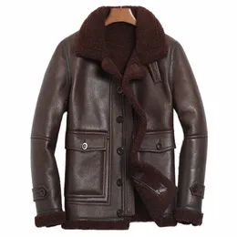 Genuíno dos homens Boollili Jaqueta de Couro Inverno Ovelhas Shearling Jaqueta Homens Casaco de Couro Real Mens Aviator Flight b3vm #