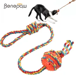 장난감 Benepaw Tough Dog Toys Interactive Interactive Intrevistress Chewers Tug of War 강아지 씹는 장난감 밧줄에 친환경적인 애완 동물 공 Easy we Clean