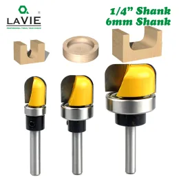 Boormachine 3pcs Set 6mm 1/4 "Shank 1/2"3/4 "11/8"직경의 보울 트레이 템플릿 밀링 절단기 목재 절단 도구 목공 라우터 비트