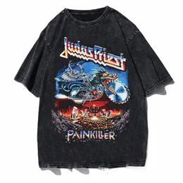 Мужская футболка Metal Punk Band Judas Priest Painkiller с коротким рукавом Уличная одежда Harajuku Повседневная футболка больших размеров Y2k Одежда G7nW #