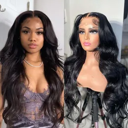 Bele 13x4 Transparent Human 180% Density Brazilian Body Wave HD Deep Part Lace Front Glueless Wigs Virgin Huamn for Black Women Pre Plucked Wit Baby Hair