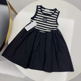 Fasion meninas vestido roupas de menina saia da menina roupas de bebê lapela sem mangas design de algodão puro verão vestidos fasion