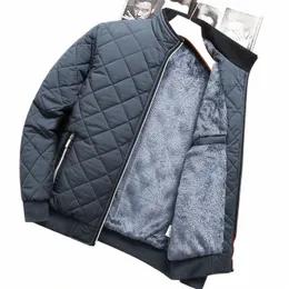 Autumn Winter Bomber Jacket Men diamd mönster fleece fodrad casual jacka män fi kläder 2023 helt ny smal fit rock v5sx#
