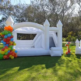 White PVC jumper Inflatable Wedding Bounce Castle With slide Commercial Jumping Bed Bouncy castle bouncer House For Fun full PVC with blower