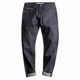 Maden Red M dżinsy haftowe proste Slim Fit Jeans 14,5 uncji vintage amekaji noś markowe spodnie dla mężczyzn 28 do 38 Q66E#