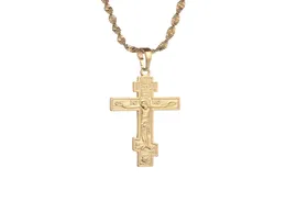 Gold Color Russian Orthodox Christianity Church Eternal Cross Charms Pendant Necklace Jewelry Russia Greece Ukraine Gift1646293