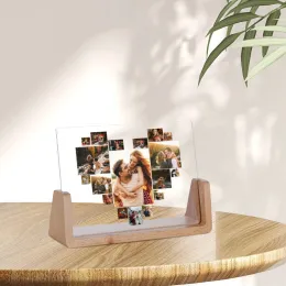 Moldura de coração para colagem de fotos, modelo personalizado para casal, múltiplas fotos, presente para namorada, namorado, amor, álbum de fotos personalizado