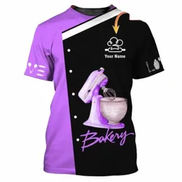 Summer Casul Erkekler Fi Özelleştirilmiş Adı Pasta Şef T-Shirts Baker üniforma Gevşek Outk Fi Unisex Giyim Kısa Kollu 123J#