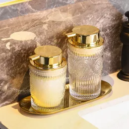 Dyspenserze Rzutotanie szklane mydło rąk Butelka Nordic Nowoczesne złote uderzenie musse butelki