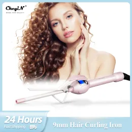 Irons Ckeyin 9mm Curling Iron Professional Professional Tourmaline Ceramic Ceramic Garlier Temperabile Strumenti di styling di capelli regolabili con display LCD